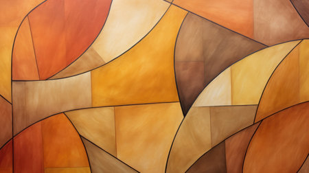 Geometrical abstract fall art. Geometrical autumn colors polygonal background.の素材