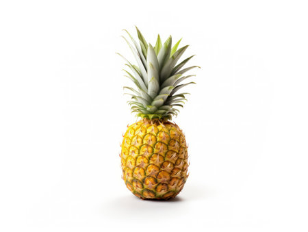 Pineapple isolated on a white background. Whole tropical fruit.の素材