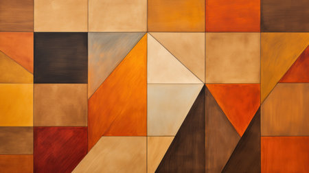 Geometrical abstract fall art. Geometrical autumn colors polygonal background.の素材