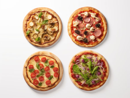 Pizza with olives, mozzarella cheese and tomatoesの素材