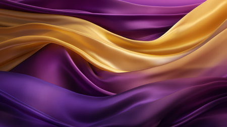 Bright draped silk backdrop. Satin luxury curtain background. Shiny liquid fabric. Soft folds, wavy lines, ripple effect.の素材