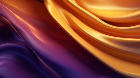 Bright draped silk backdrop. Satin luxury curtain background. Shiny liquid fabric. Soft folds, wavy lines, ripple effect.の素材