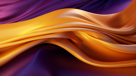 Bright draped silk backdrop. Satin luxury curtain background. Shiny liquid fabric. Soft folds, wavy lines, ripple effect.の素材
