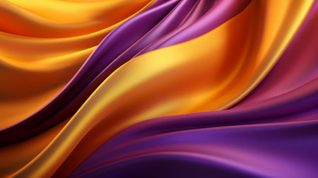 Bright draped silk backdrop. Satin luxury curtain background. Shiny liquid fabric. Soft folds, wavy lines, ripple effect.の素材