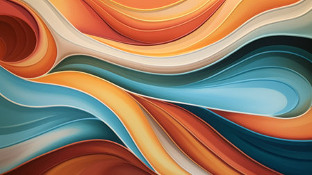 Colored modern canvas with swirls orange and turquoise colors. Fluid 3d background.の素材