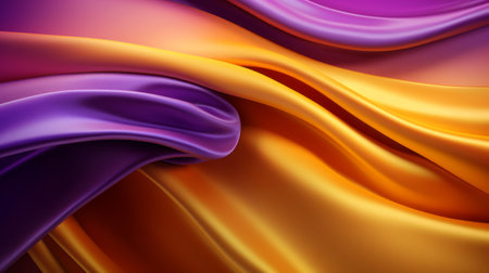 Bright draped silk backdrop. Satin luxury curtain background. Shiny liquid fabric. Soft folds, wavy lines, ripple effect.の素材