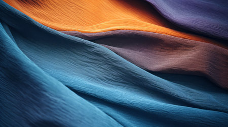 Luxury fabrics abstract colorful wallpaper. Dark orange and light cyan texture background.の素材