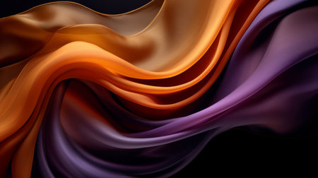 Bright draped silk backdrop. Satin luxury curtain background. Fluid fabric. Soft folds, wavy lines, ripple effect.の素材