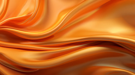 Closeup of rippled orange satin fabric as background textureの素材