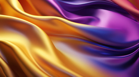 Bright draped silk backdrop. Satin luxury curtain background. Shiny liquid fabric. Soft folds, wavy lines, ripple effect.の素材