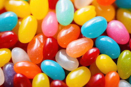 Colorful jelly beans background. Top view. Jelly beans background.の素材