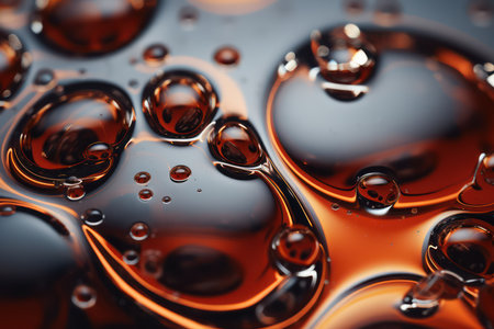 Oil drops on water surface. Abstract background. Close-up.の素材