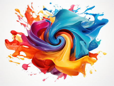 Splash of paint. Colorful ink on white background. Contemporary graphic design.の素材