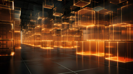 3d rendering of abstract technology background. Sci-fi tunnel.の素材