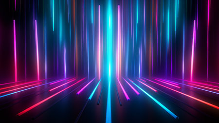 Glowing tunnel with colored light streaks. Modern futuristic background.の素材