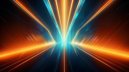 Glowing tunnel with colored light streaks. Modern futuristic background.の素材