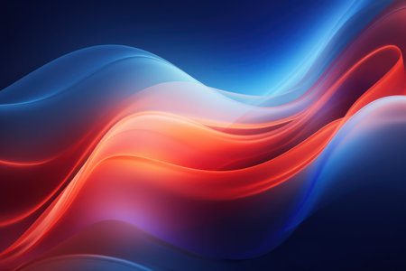 Abstract waves in vibrant blue and red huesの素材