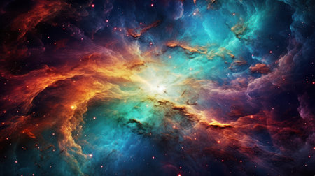 Colorful nebula with stars in deep spaceの素材