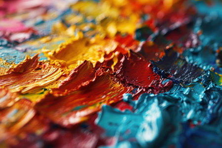 Colorful textured paint strokes on canvasの素材