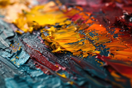 Colorful textured paint strokes on canvasの素材