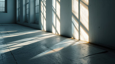 Interior of empty room with sunlight and shadows. 3d renderingの素材