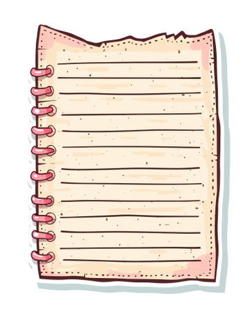 notebook paper icon over white background, colorful design.の素材