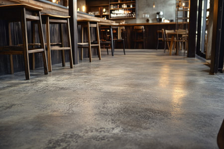 Textured concrete floor, modern industrial look, variations in tone and finish.の素材