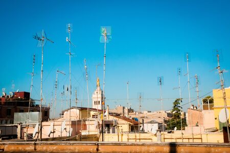 Antennas on the roofs of Romeの写真素材
