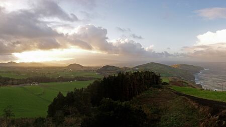 SÃ£o Miguel island at sunsetの写真素材