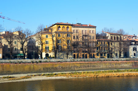 River Adige, Verona, Italyのeditorial素材