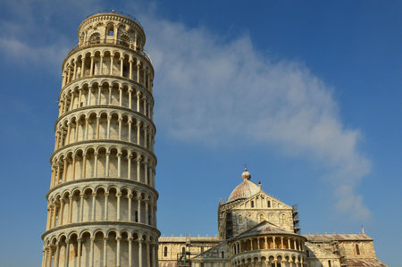 Pisa Cathedral (Duomo of Pisa) with the Leaning Tower of Pisa on Piazza dei Miracoli in Pisa, Tuscany, Italyのeditorial素材