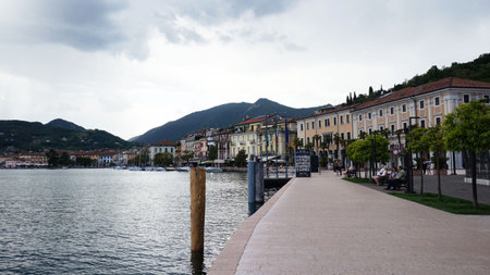 SALO, ITALY - MAY 15, 2017: Garda lake front Lungolago Zanardelli, Salo, Italyのeditorial素材