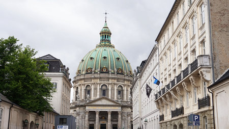 COPENHAGEN, DENMARK - MAY 31, 2017: Frederik's Church popularly known as The Marble Church Marmorkirken for its rococo architecture, is an Evangelical Lutheran church in Copenhagen, Denmarkのeditorial素材