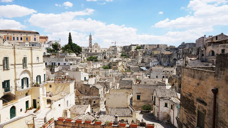 Cityscape of the picturesque old town of Matera (Sassi di Matera) with ancient tuscan houses, Italyの写真素材