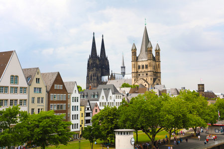 View of Cologne with St. Martin's Cathedral and church tower, Cologne, Germanyのeditorial素材