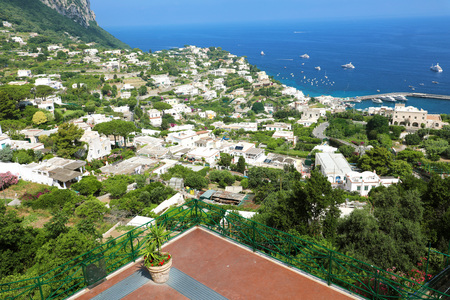 Capri view from terrace, Capri Island, Italyの写真素材