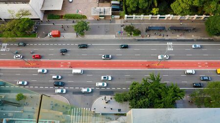 Top View of Paulista Avenue, Sao Paulo, Brazil
