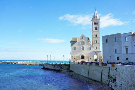 Trani Cathedral with seascape, Trani, Apulia, Italyの写真素材