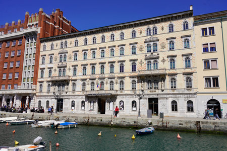 TRIESTE, ITALY - APRIL 24, 2022: Carlo Schmidl museum on Gran Canal in Trieste, Italyのeditorial素材