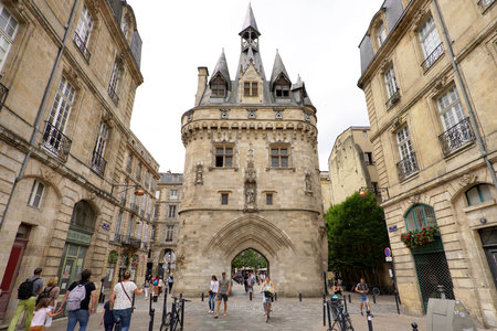 BORDEAUX, FRANCE - JUNE 4, 2022: Bordeaux beautiful cityscape with Porte Cailhau, Bordeaux, Franceのeditorial素材