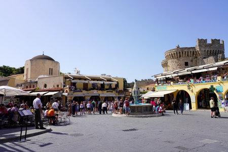 RHODES, GREECE - MAY 10, 2022: Ippokratous square in Rhodes city, Greeceのeditorial素材