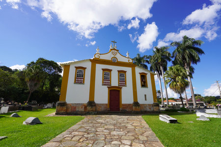 Chapel Senhor Bom Jesus da Pobreza in Tiradentes, Minas Gerais, Brazilの写真素材