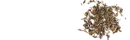 leaves Dry fruit tea isolated on white background. Banner, top view, empty space for textの写真素材