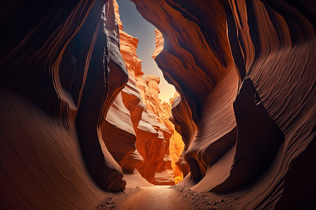Grand Canyon inside. deep sandy gorge. Generative AI.の素材