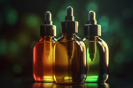 Serum oil liquid bottle set for daily care, eco cosmetics. Generative AI.の素材