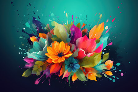 Bouquet of colorful flowers, art abstract flower illustration Generative AI.の素材