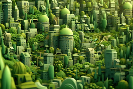 Green urban environment, parks and gardens in the city. Illustration.の素材