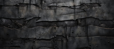 Dark scratched iron texture, rough black metal background bannerの素材