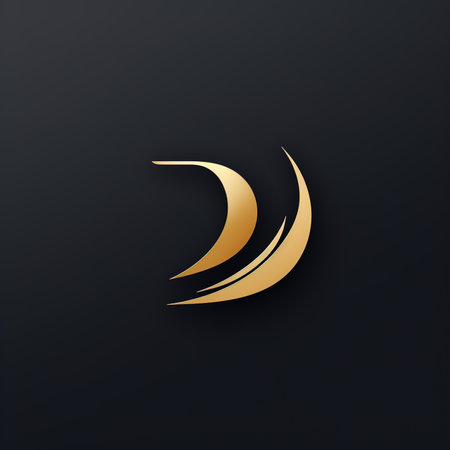 Minimalism logo golden letter D of the alphabet on a dark background.の素材