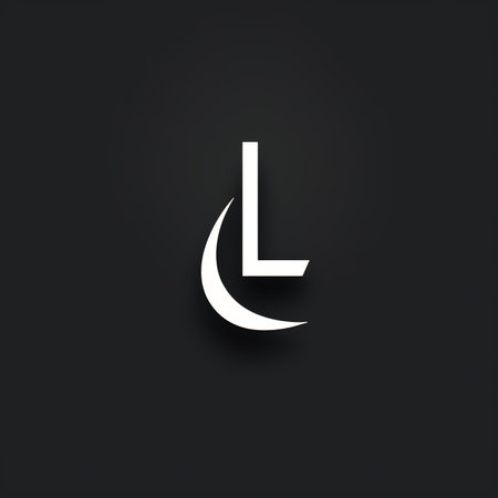 Logo white letter L font minimalism, typography design on a dark background.の素材